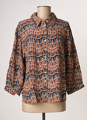 Chemisier imprimé fantaisie manches longues marron LAURE + MAX femme