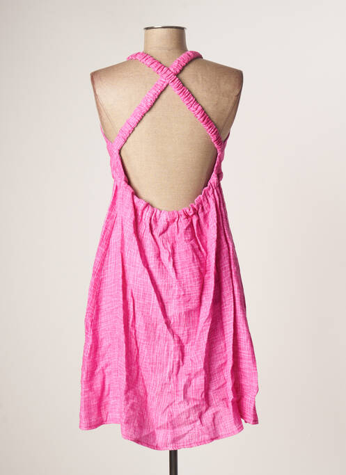 Robe mi-longue col v fines bretelles rose SCARLET ROOS femme