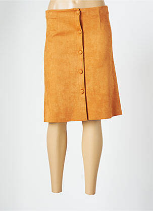 Jupe mi-longue taille à pinces orange Y'COO femme