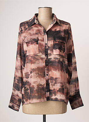 Blouse légère et transparente manches longues marron MOLLY BRACKEN femme