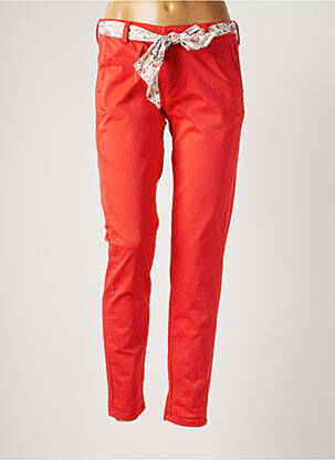 Pantalon chino fermeture zippée sous rabat boutonné taille normale rouge LE TEMPS DES CERISES femme