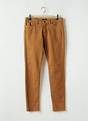 Pantalon slim broderie rivets taille basse marron ONE STEP femme