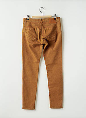 Pantalon slim broderie rivets taille basse marron ONE STEP femme