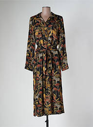 Robe mi-longue coupe fluide manches longues noir SIGNE NATURE femme