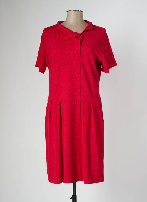 Robe mi-longue imprimé fantaisie manches courtes rouge SKUNKFUNK femme