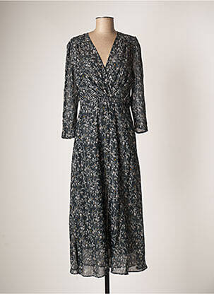 Robe longue imprimé fleurs manches 3/4 noir PABLO femme
