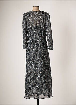 Robe longue imprimé fleurs manches 3/4 noir PABLO femme