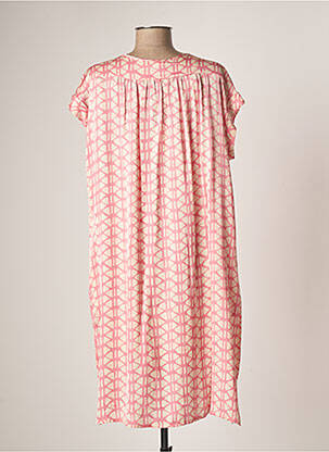 Robe mi-longue coupe fluide manches courtes rose BELLA JONES femme