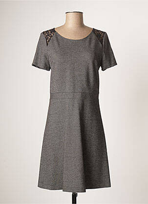 Robe mi-longue fermeture zippée au dos manches courtes gris PABLO GERARD DAREL femme