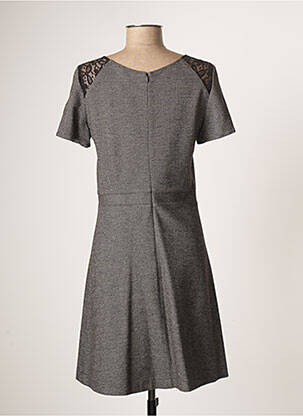 Robe mi-longue fermeture zippée au dos manches courtes gris PABLO GERARD DAREL femme