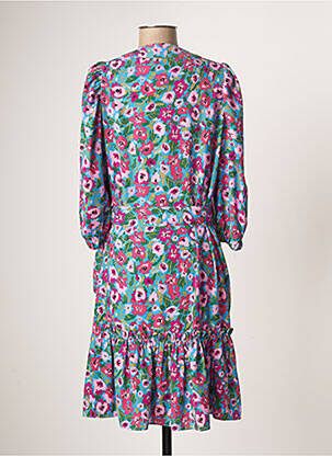 Robe mi-longue imprimé fleurs manches 3/4 rose MISS TIC femme