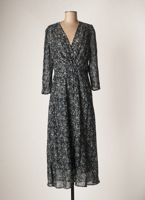 Robe longue imprimé fleurs manches 3/4 noir PABLO femme