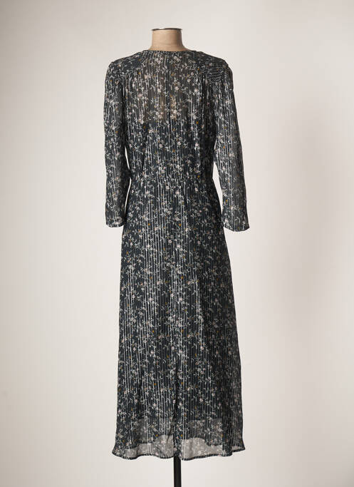 Robe longue imprimé fleurs manches 3/4 noir PABLO femme