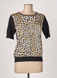 Top tissage jersey manches courtes noir MARINA V femme