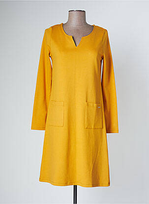 Robe courte manches longues manches longues jaune MALOKA femme