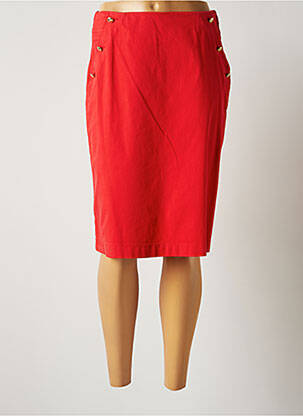 Jupe mi-longue fermeture zip latéral rouge BRUNO SAINT HILAIRE femme