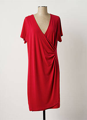 Robe mi-longue tissage crêpe manches courtes rouge JUMFIL femme