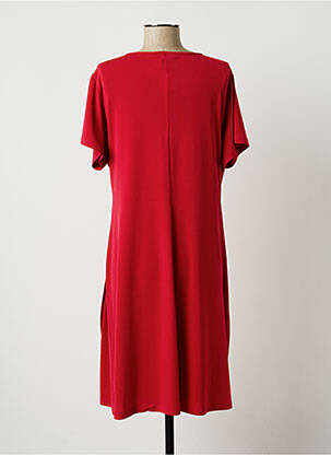 Robe mi-longue tissage crêpe manches courtes rouge JUMFIL femme