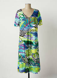 Robe mi-longue coupe fluide manches courtes vert JUMFIL femme