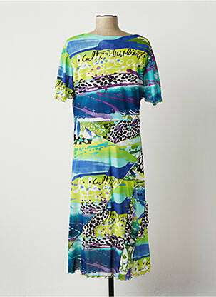 Robe mi-longue coupe fluide manches courtes vert JUMFIL femme
