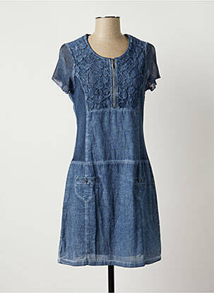 Robe mi-longue manches courtes manches courtes bleu JUMFIL femme
