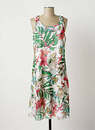 Robe mi-longue tissage crêpe sans manche vert DIANE LAURY femme