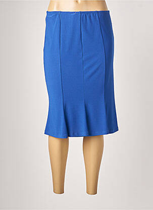 Jupe mi-longue coupe droite évasée sur le bas bleu JUMFIL femme