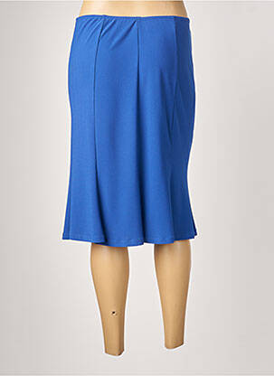 Jupe mi-longue coupe droite évasée sur le bas bleu JUMFIL femme