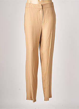 Pantalon droit fermeture zippée sous rabat avec crochet taille normale beige MERI & ESCA femme