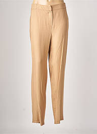 Pantalon droit fermeture zippée sous rabat avec crochet taille normale beige MERI & ESCA femme