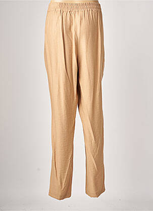 Pantalon droit fermeture zippée sous rabat avec crochet taille normale beige MERI & ESCA femme