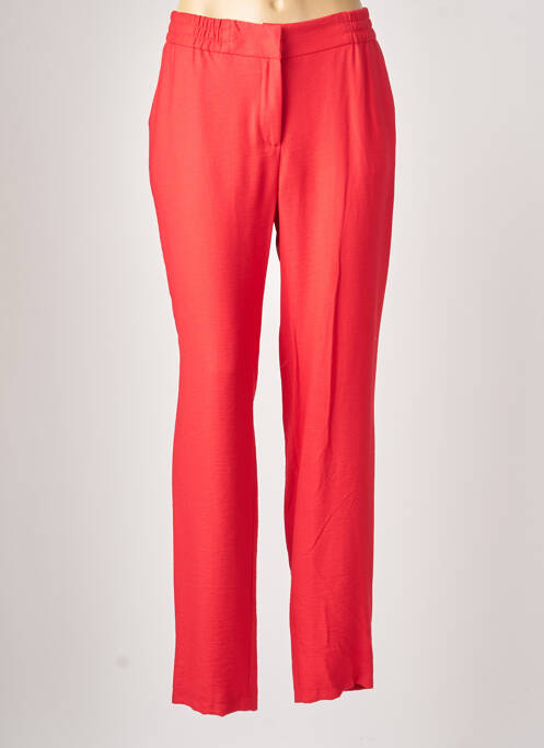 Pantalon droit fermeture zippée sous rabat avec crochet taille normale rouge JUMFIL femme