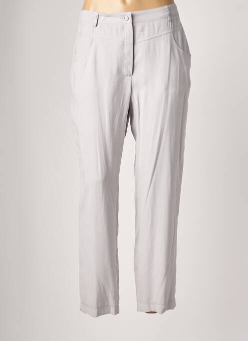Pantalon droit fermeture zippée sous rabat boutonné taille normale gris JUMFIL femme
