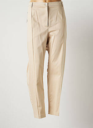 Pantalon droit fermeture zippée sous rabat boutonné taille normale beige JUMFIL femme