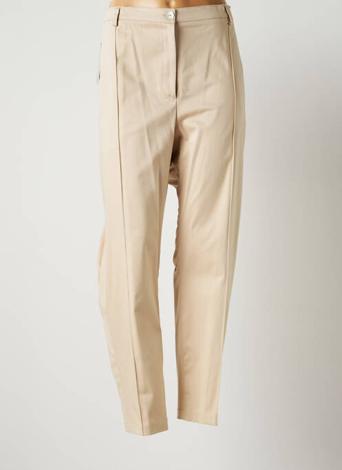 Pantalon droit fermeture zippée sous rabat boutonné taille normale beige JUMFIL femme