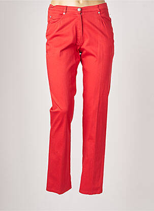 Pantalon droit fermeture zippée sous rabat boutonné taille normale rouge JUMFIL femme