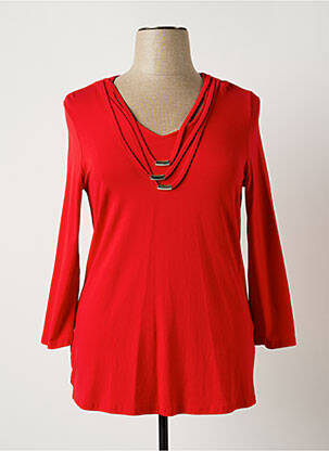 Tunique manches longues col v rouge CHALOU femme