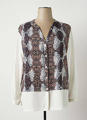 Chemisier imprimé fantaisie manches longues marron JUMFIL femme