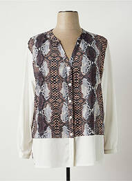 Chemisier imprimé fantaisie manches longues marron JUMFIL femme