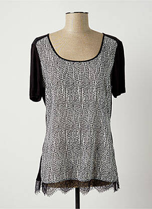 Top tissage crêpe manches courtes noir EVA KAYAN femme