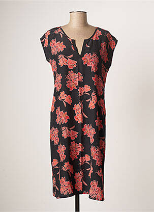 Robe mi-longue imprimé fleurs manches longues noir LE PETIT BAIGNEUR femme