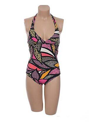 Maillot de bain 1 pièce imprimé fantaisie haut triangles noir RASUREL femme