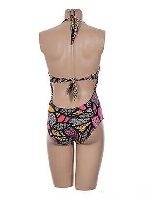 Maillot de bain 1 pièce imprimé fantaisie haut triangles noir RASUREL femme