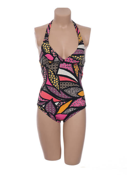 Maillot de bain 1 pièce imprimé fantaisie haut triangles noir RASUREL femme