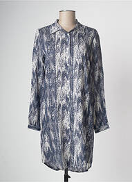 Robe mi-longue imprimé fantaisie manches longues bleu STORIATIPIC femme