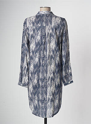 Robe mi-longue imprimé fantaisie manches longues bleu STORIATIPIC femme