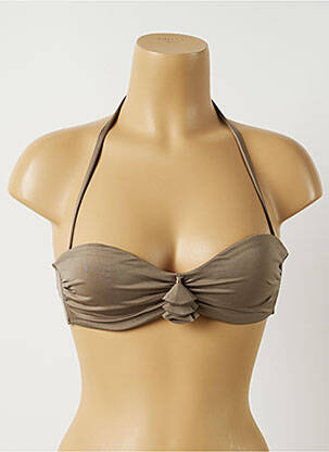 Haut de maillot de bain stretch haut soutien-gorge balconnet gris ALMA DA ONDA femme