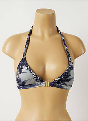 Haut de maillot de bain stretch haut triangles bleu ALMA DA ONDA femme