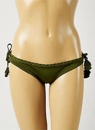 Bas de maillot de bain effet matière satinée bikini vert ALMA DA ONDA femme