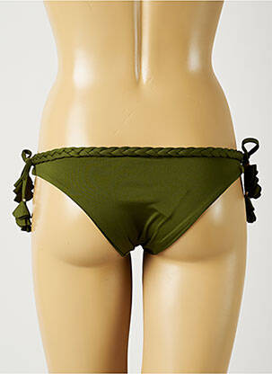 Bas de maillot de bain effet matière satinée bikini vert ALMA DA ONDA femme